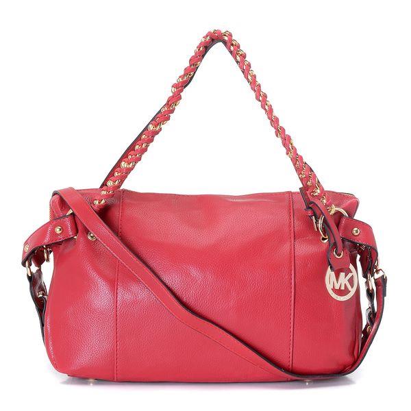 michael kors tristan medium satchel bordeaux skinn Til Salgs 0u695